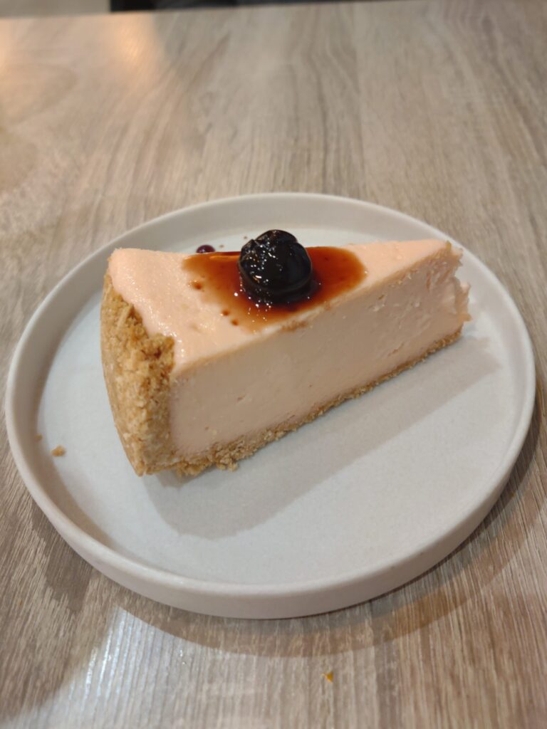 Asian Fusion san Antonio, TX, bao San Antonio, Ming's, One slice of cherry blossom cheesecake on a plate