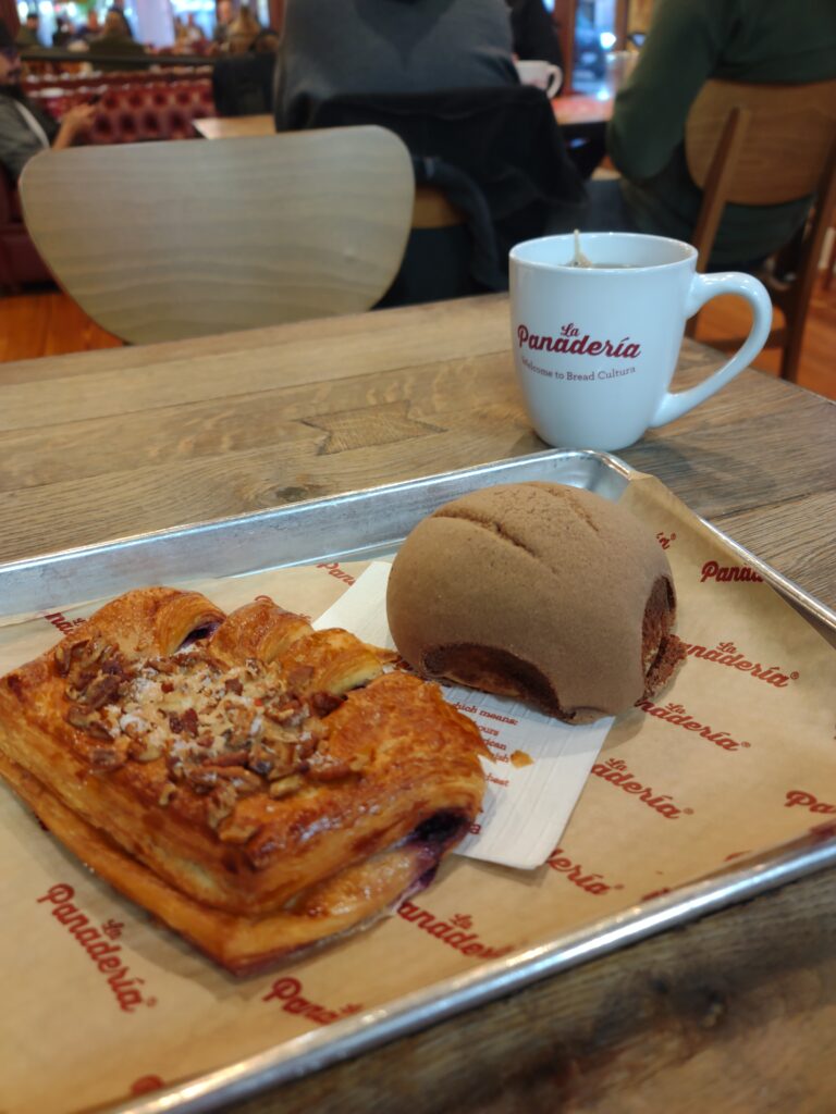 cafe San Antonio, TX, La Panaderia, two pasties and a cup of tea