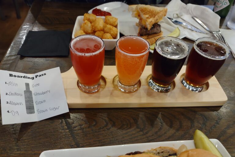 Burgers Winchester, VA, Flight of Beer at 50/50 Taphouse