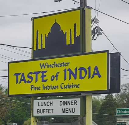 Taste of India, Indian Food Winchester, VA, Sign Winchester, VA