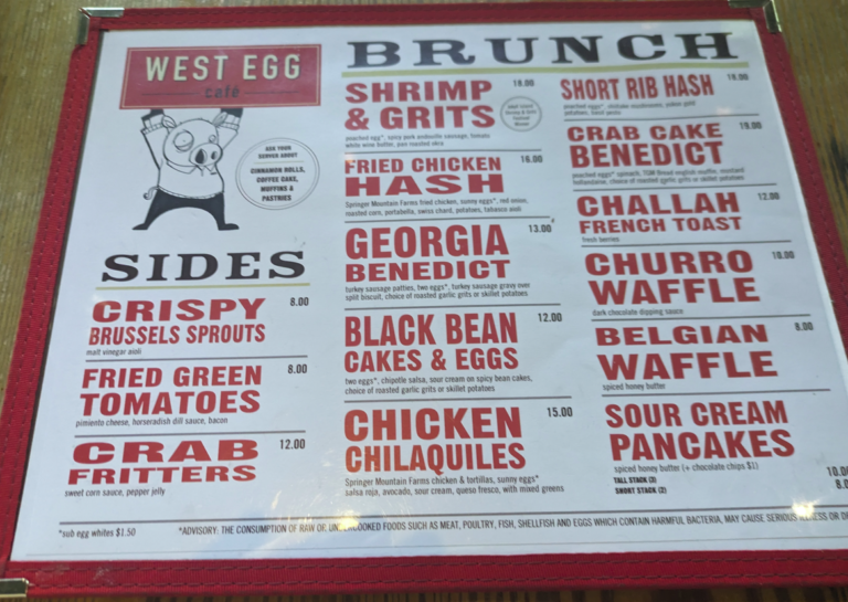 West Egg - Atlanta GA - Menu