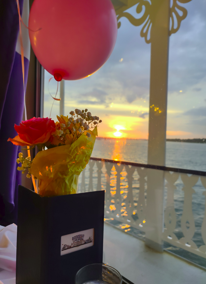 savannah riverboat cruise - flowers and balloon